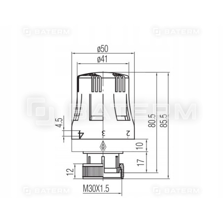 GŁOWICA TERMOSTATYCZNA M30X1,5 TERMOSTAT POKRĘTŁO DO GRZEJNIKA VALVEX