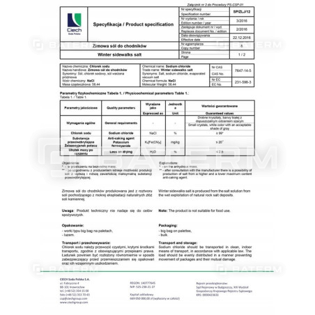 SÓL ZIMOWA DROGOWA 25KG CIECH DO CHODNIKÓW NA OBLODZENIA ŚNIEG WOREK