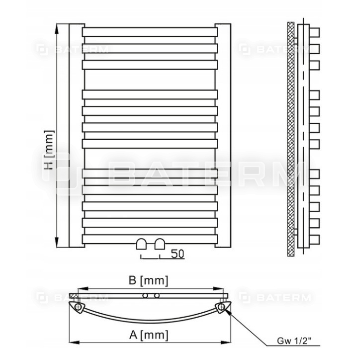 GRZEJNIK ŁAZIENKOWY DRABINKA 580 X 950 BIAŁY 461W