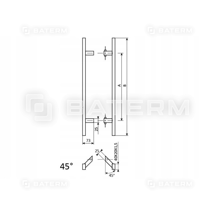 Uchwyt Pochwyt Antaba FURTKI BRAMY 1000mm INOX