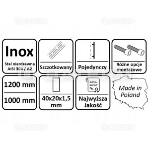 Uchwyt Antaba BRAMY FURTKI NIERDZEWNY 1200mm PL