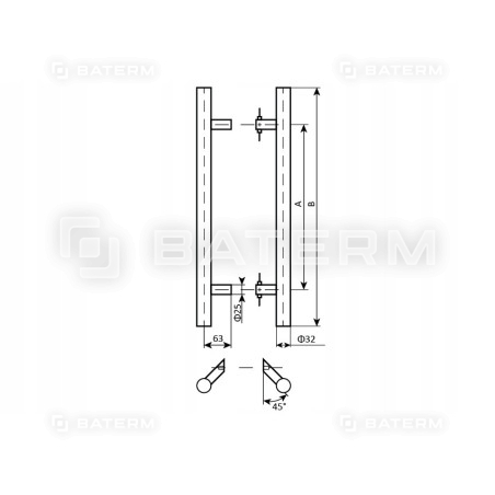 Uchwyt Pochwyt Antaba Drzwi INOX okrągły 1000mm 45