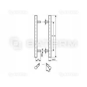 Uchwyt Pochwyt Antaba Drzwi INOX okrągły 1400mm 45