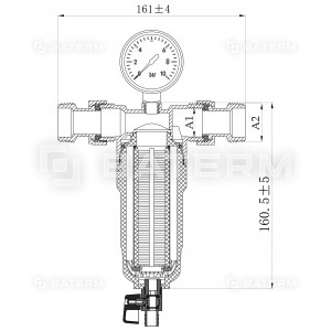 FILTR MECHANICZNY PŁUKANIE WSTECZNE MANOMETR DN20