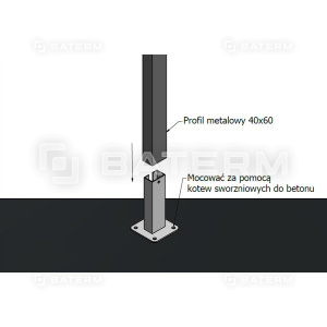 Podstawa słupa przykręcana profilu 60x40 Antracyt