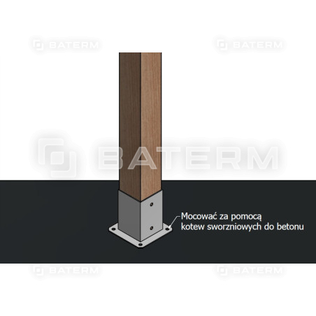 Podstawa słupa przykręcana 100x100 czarna RAL 9005