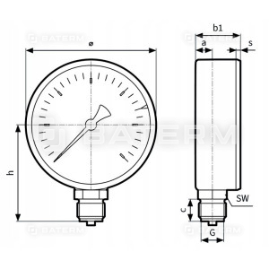 MANOMETR RADIALNY DOLNY 1/2 80mm 0-10 BAR AFRISO