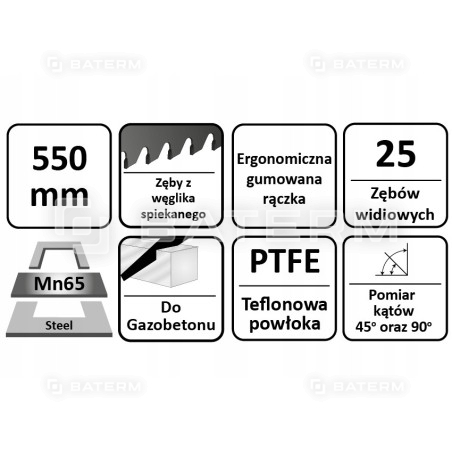 PIŁA DO GAZBETONU 550 MM WIDIA 25/25 zębów C1936