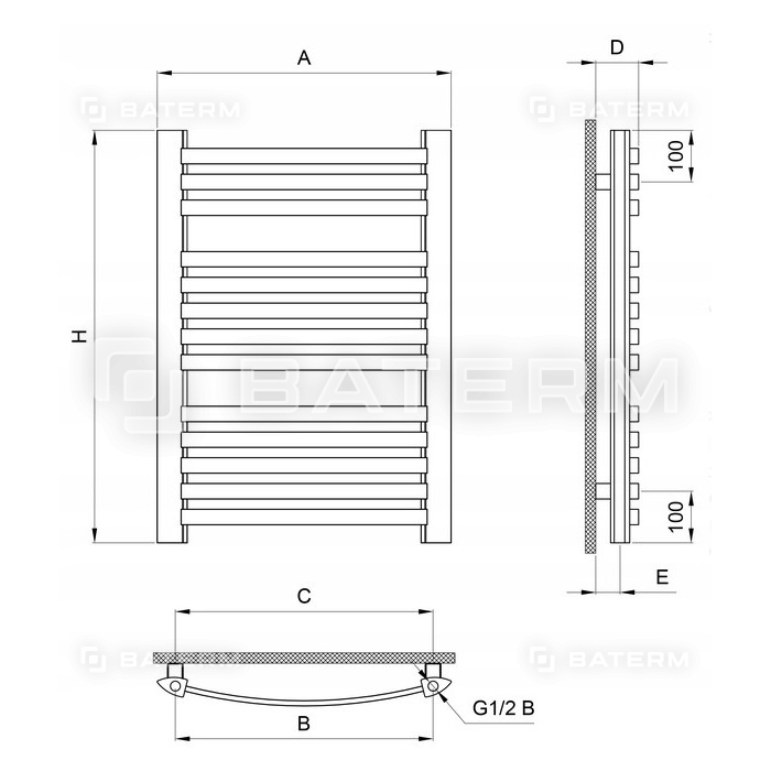 ZESTAW Grzejnik łazienkowy 800x400 mm OSIOWY GR3