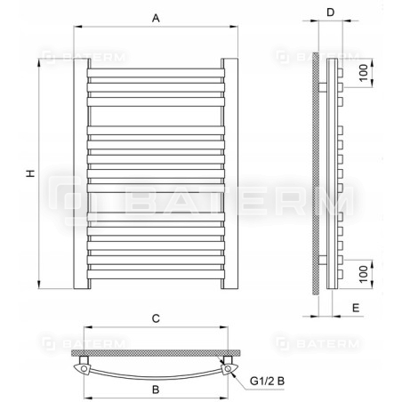 ZESTAW Grzejnik łazienkowy 800x400 mm OSIOWY GR3