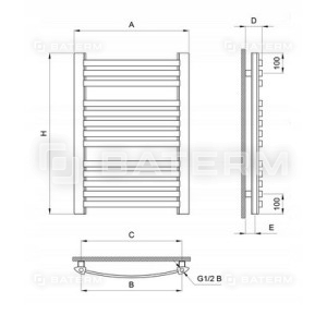 ZESTAW Grzejnik łazienkowy 1200x470 mm GR3 OSIOWY