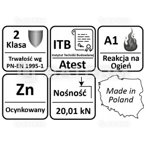 Łącznik krokwiowy ciesielski prawy 210x32 ATEST