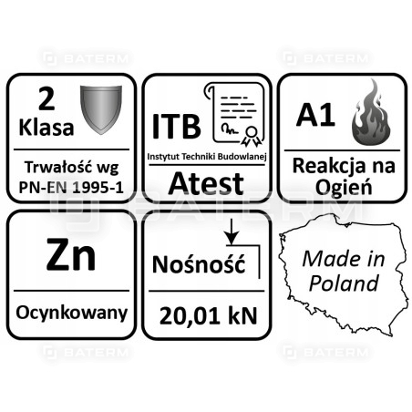 Łącznik krokwiowy ciesielski prawy 210x32 ATEST