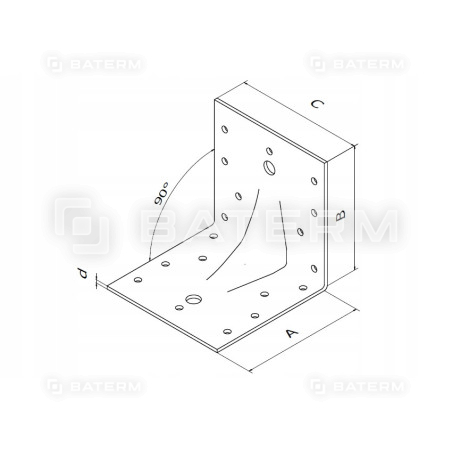 Kątownik montażowy przetłaczany 90x90x65