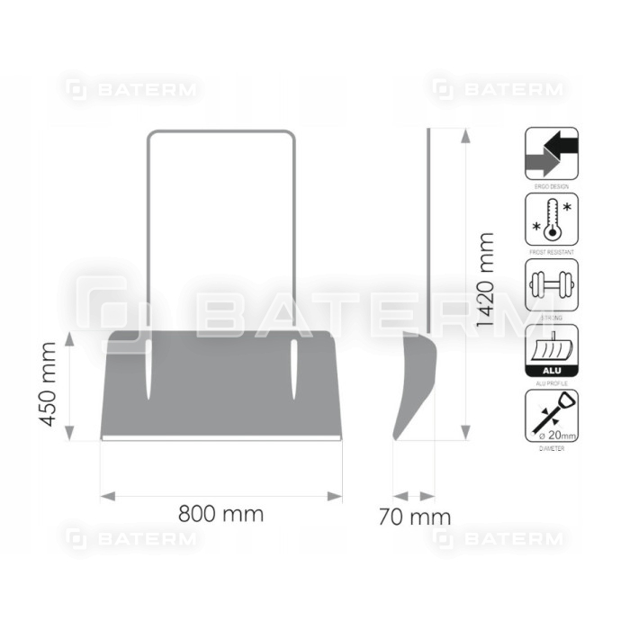 Łopata zgarniacz polski do śniegu MAAN 80x142 cm