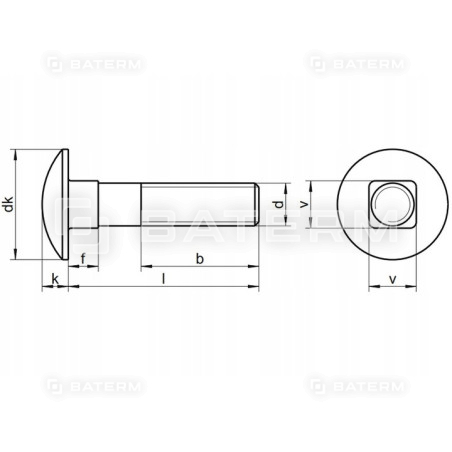 Śruba zamkowa nierdzewna A2 M8x25 mm DIN603 100x