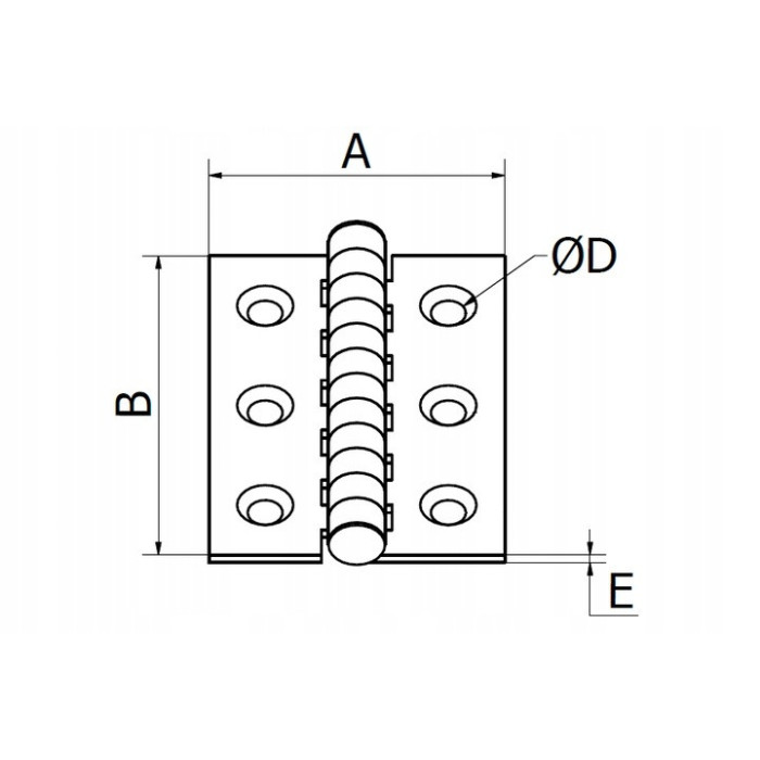 Zawias nierdzewny łożyskowany 102x76x3mm INOX A2