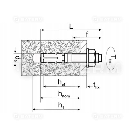 Kotwa sworzniowa nierdzewna A4 M10 x 132mm stalowa