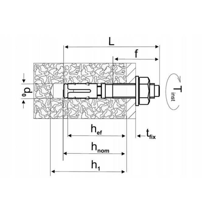 Kotwa sworzniowa nierdzewna ekspresowa M10 x 102mm