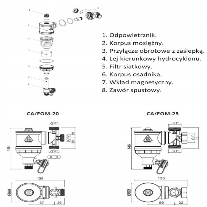 SEPARATOR FILTREM OSADNIKIEM MAGNETYCZNY 1"