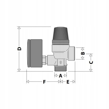 ZAWÓR BEZPIECZEŃSTWA WZ MANOMETREM CALEFFI 1/2 6.R