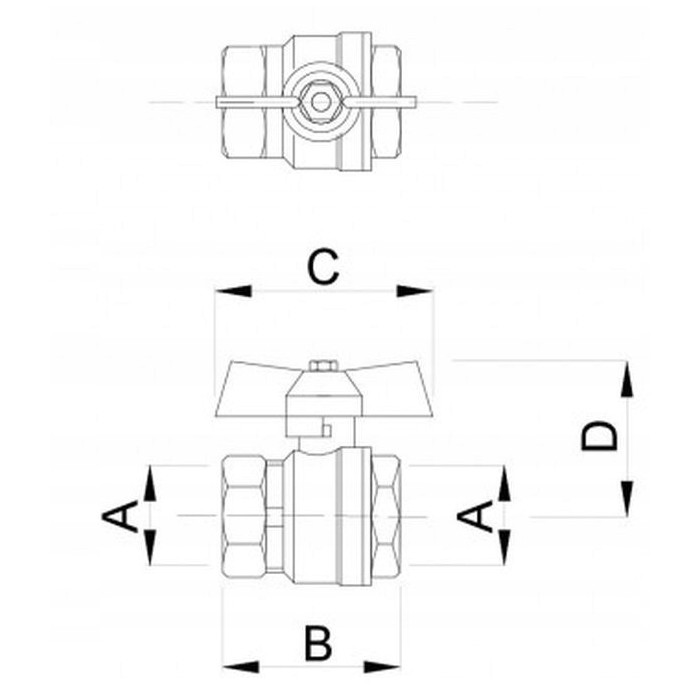 ZAWÓR KULOWY 1 cal DN25 WW MOTYLEK DŁAWIK