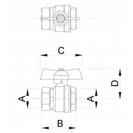 ZAWÓR KULOWY 1 cal DN25 WW MOTYLEK DŁAWIK