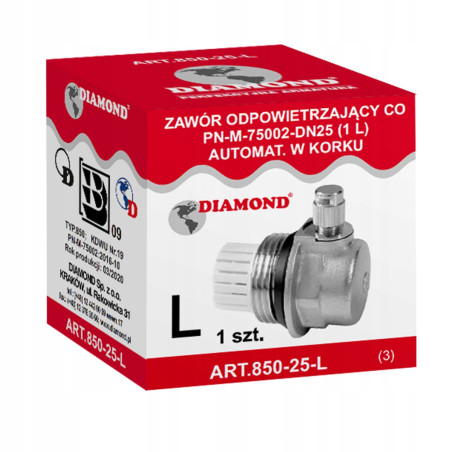 ODPOWIETRZNIK AUTOMATYCZNY W KORKU 1" LEWY