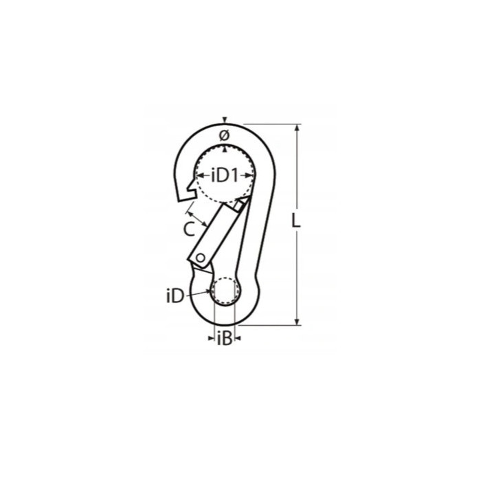KARABIŃCZYK ZACZEP NIERDZEWNY KARABINEK RUFA KIPA