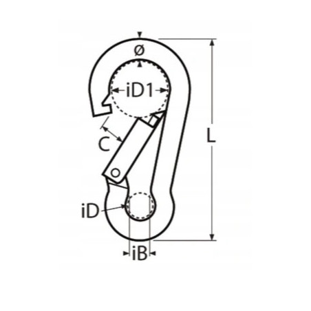 KARABIŃCZYK ZACZEP NIERDZEWNY KARABINEK RUFA KIPA