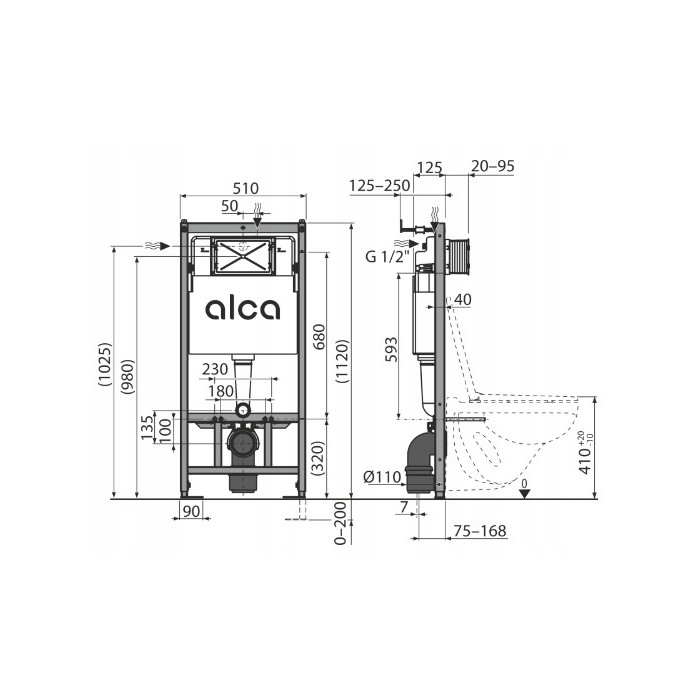 Stelaż podtynkowy WC Alca AM101/1120 SADROMODUL