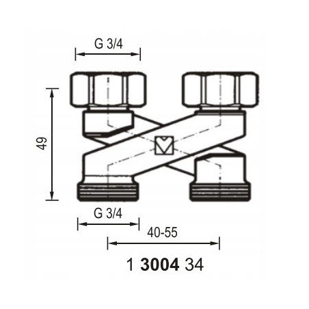 HERZ Zawór podłączeniowy Krzyżowy 3/4"