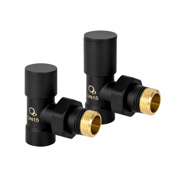 Zestaw zaworów do grzejnika łazienkowego 1/2" kątowy Czarny DIAMOND