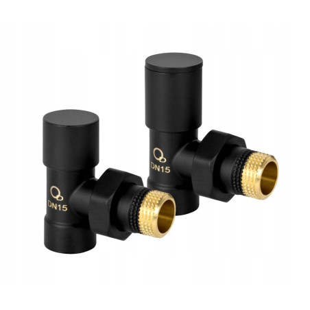 Zestaw zaworów do grzejnika łazienkowego 1/2" kątowy Czarny DIAMOND