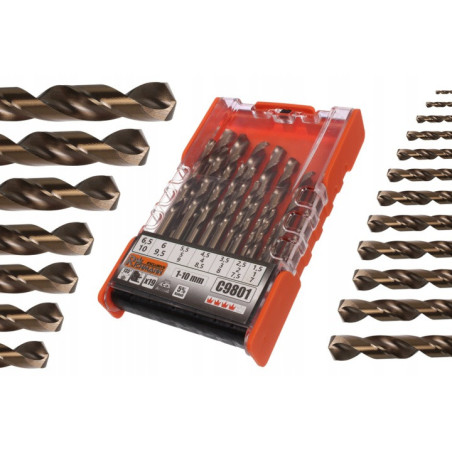 WIERTŁA DO METALU KOBALTOWE HSS 19EL 1-10mm ZESTAW