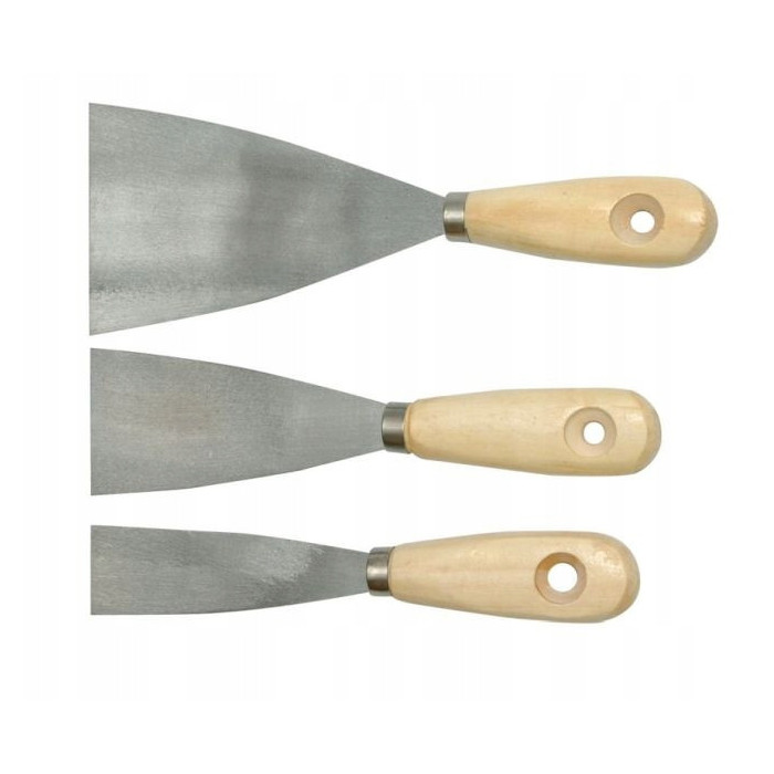 Szpachelki z drewnianą rączką zestaw 3, 5, 8 cm