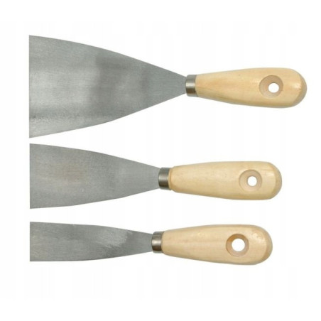 Szpachelki z drewnianą rączką zestaw 3, 5, 8 cm