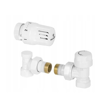 Zestawy termostatyczny , kątowy biały