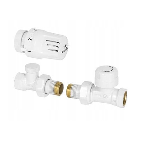 Zestaw termostatyczny prosty biały DIAMOND