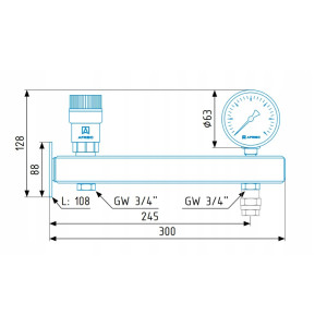 Grupa bezpieczeństwa mosiężna C.W.U. 6 BAR afriso