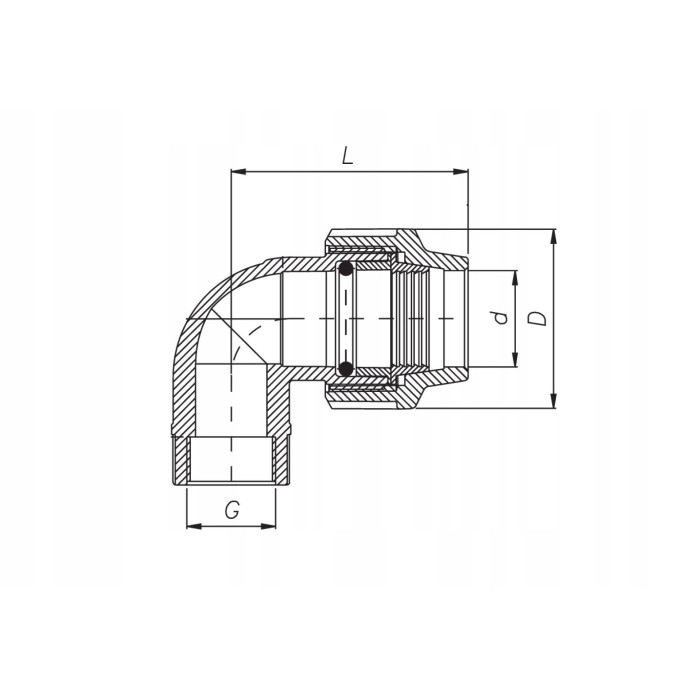 PE PN16 KOLANO 90 STOPNI GW 20*1/2