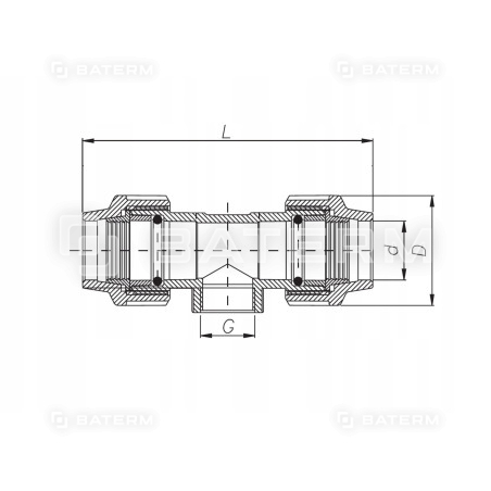 Złączka Trójnik GW PE PN16 3/4*32*32