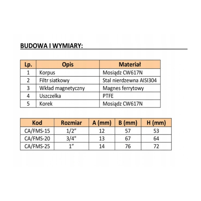 Filtr magnetyczny DN20 gwintowany 3/4 siatkowy