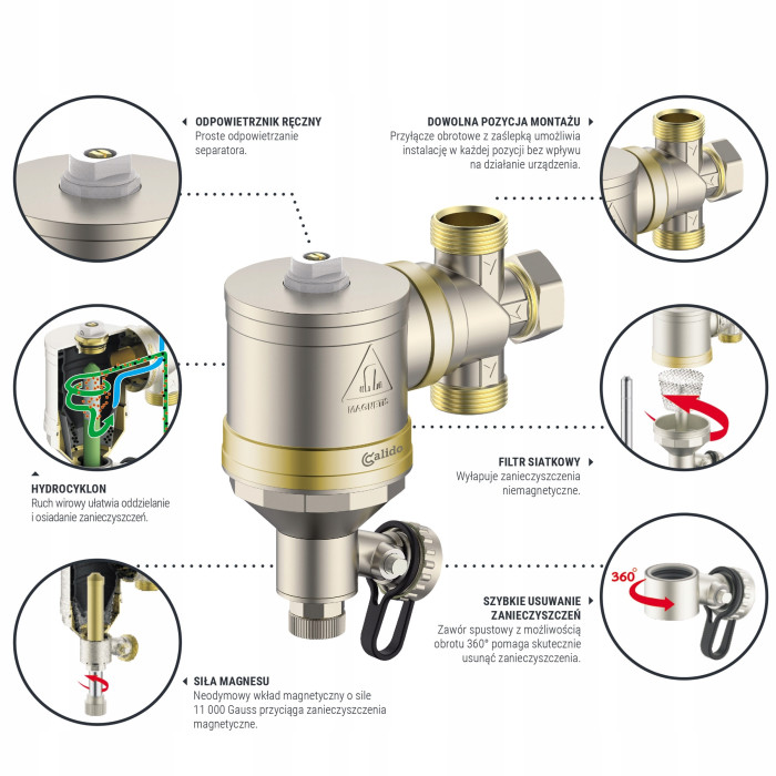 SEPARATOR MAGNETYCZNY 1" Z FILTREM OSADNIKIEM