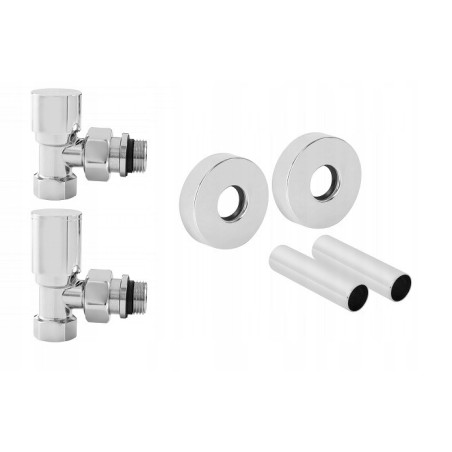 ZESTAW ZAWORÓW GRZEJNIKOWYCH ROZETY CHROM PREMIUM