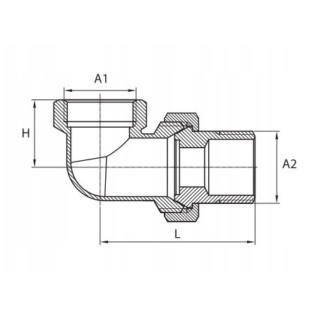 ŚRUBUNEK KĄTOWY MOSIĘŻNY 3/4' NA SZLIF b.u.