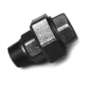 DWUZŁACZKA PŁASKA WZ , ŚRUBUNEK PROSTY CZARNA 1/2