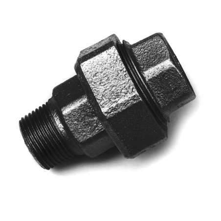 DWUZŁACZKA PŁASKA WZ , ŚRUBUNEK PROSTY CZARNA 1/2