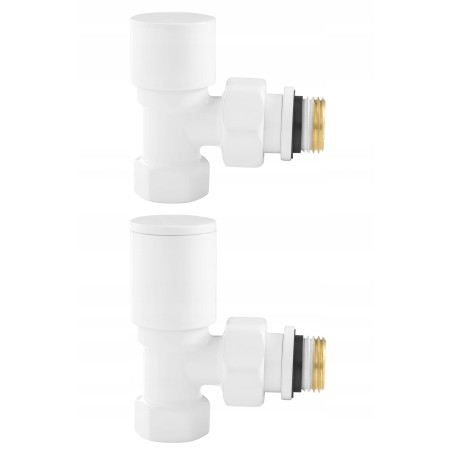 ZESTAW ZAWORÓW GRZEJNIKOWYCH KĄTOWY BIAŁY PREMIUM