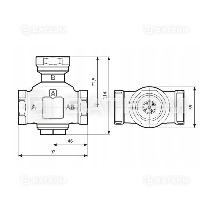 Zawór temperaturowy kotła AFRISO DN25 55°C ATV 335